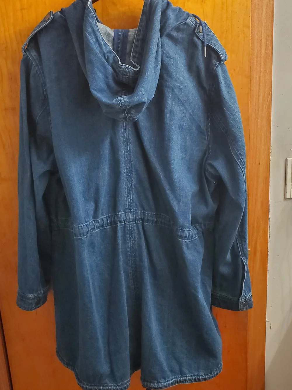 Womens ellos Blue Hooded Denim Jacket with Zip Pockets